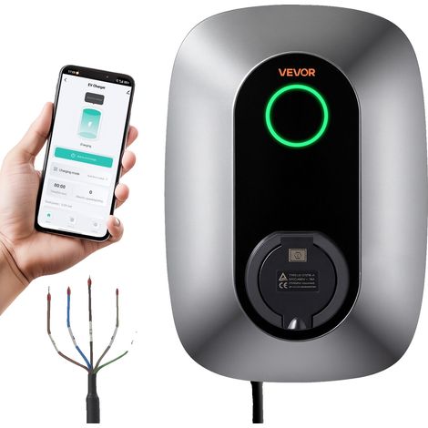 Vevor 11-kW-Ladestation für Elektrofahrzeuge, CEE 16A Drehstrom-Ladegerät, für alle Elektrofahrzeuge und Plug-in-Hybride, 400-V-Wechselstrom-Wallbox-Ladegerät Typ 2