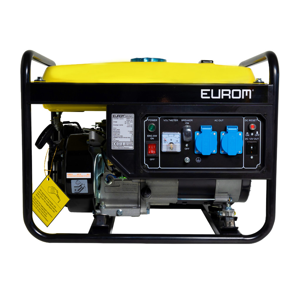 Dönges Tragbarer Stromerzeuger GE2501 2200 W – mobiler Benzin-Generator mit 2 Steckdosen 230 V